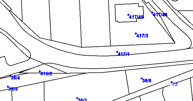 Parcela st. 417/2 v KÚ Kanice, Katastrální mapa