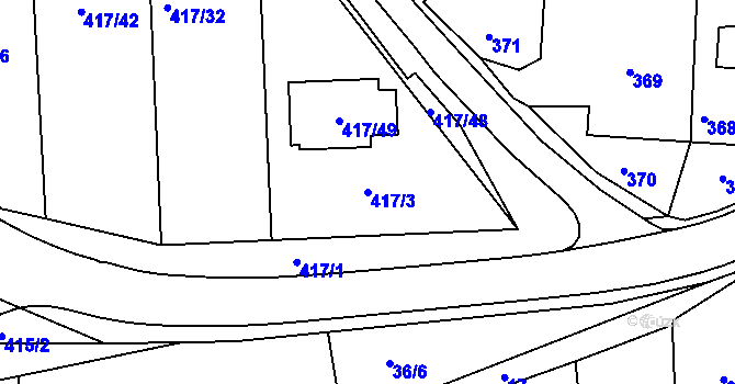 Parcela st. 417/3 v KÚ Kanice, Katastrální mapa