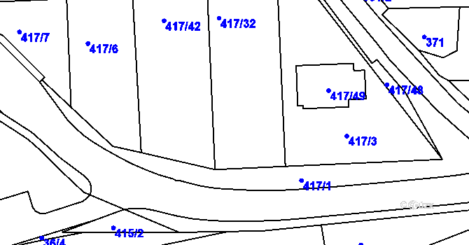 Parcela st. 417/4 v KÚ Kanice, Katastrální mapa
