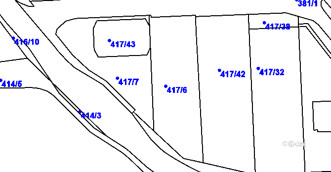 Parcela st. 417/6 v KÚ Kanice, Katastrální mapa