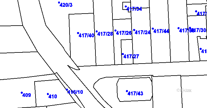 Parcela st. 417/29 v KÚ Kanice, Katastrální mapa