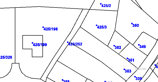 Parcela st. 425/4 v KÚ Kanice, Katastrální mapa