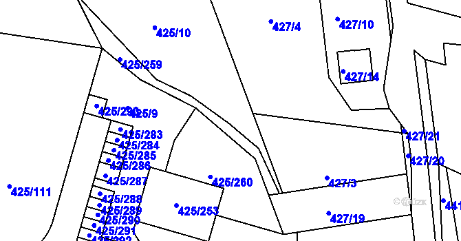 Parcela st. 425/15 v KÚ Kanice, Katastrální mapa