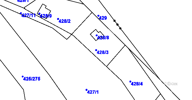 Parcela st. 428/3 v KÚ Kanice, Katastrální mapa