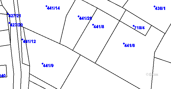 Parcela st. 441/7 v KÚ Kanice, Katastrální mapa