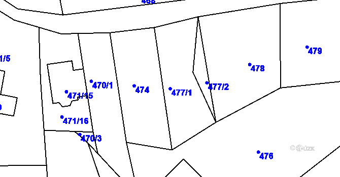 Parcela st. 477/1 v KÚ Kanice, Katastrální mapa