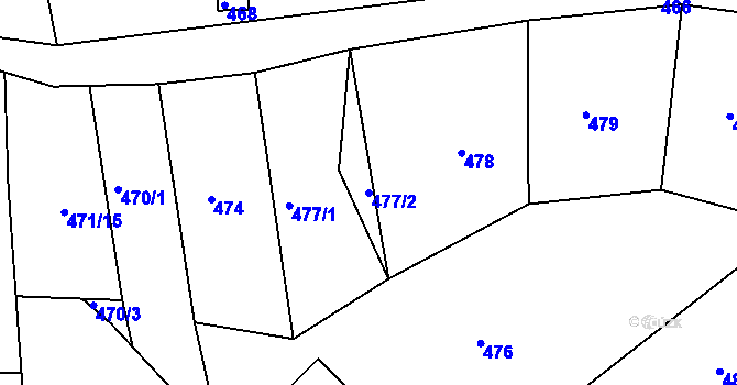 Parcela st. 477/2 v KÚ Kanice, Katastrální mapa