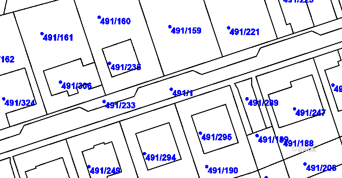 Parcela st. 491/1 v KÚ Kanice, Katastrální mapa
