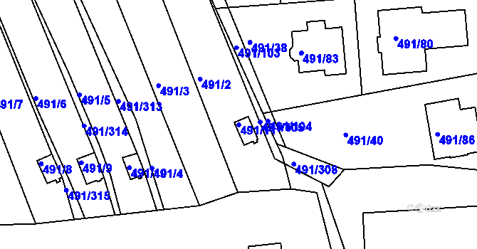Parcela st. 491/11 v KÚ Kanice, Katastrální mapa