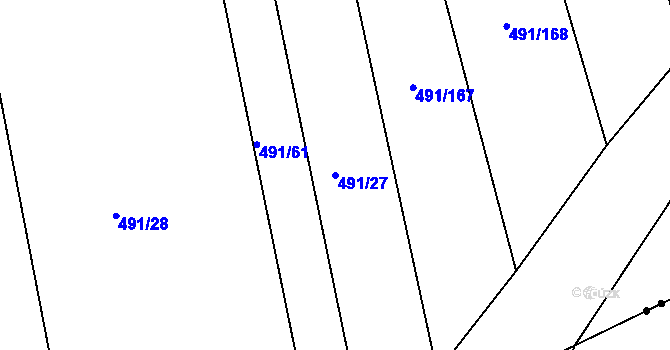 Parcela st. 491/27 v KÚ Kanice, Katastrální mapa