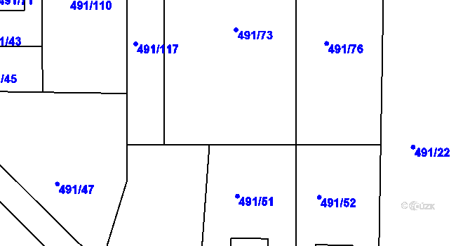 Parcela st. 491/48 v KÚ Kanice, Katastrální mapa