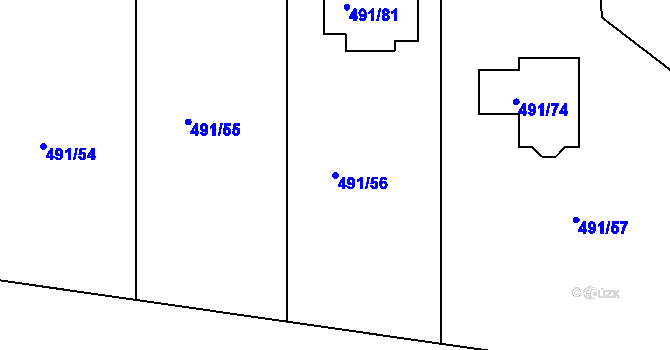 Parcela st. 491/56 v KÚ Kanice, Katastrální mapa