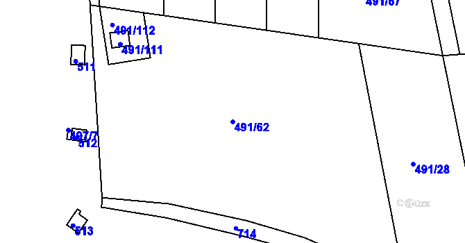 Parcela st. 491/62 v KÚ Kanice, Katastrální mapa