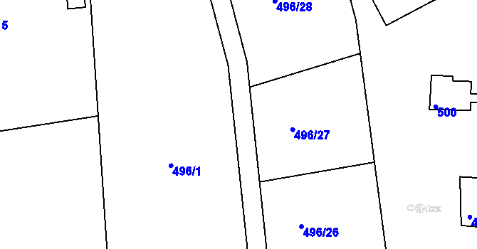 Parcela st. 496/20 v KÚ Kanice, Katastrální mapa