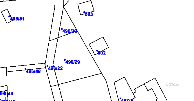Parcela st. 502 v KÚ Kanice, Katastrální mapa