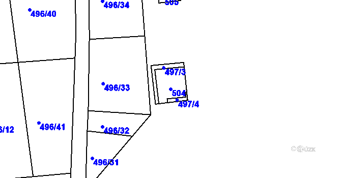 Parcela st. 504 v KÚ Kanice, Katastrální mapa