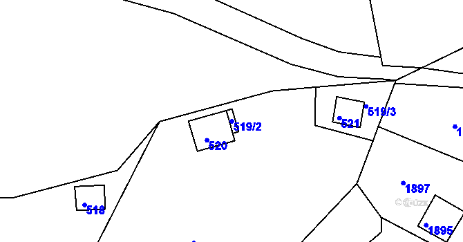 Parcela st. 519/2 v KÚ Kanice, Katastrální mapa