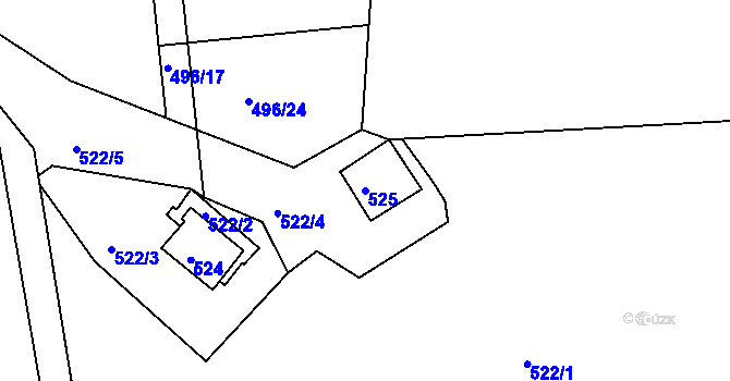 Parcela st. 525 v KÚ Kanice, Katastrální mapa