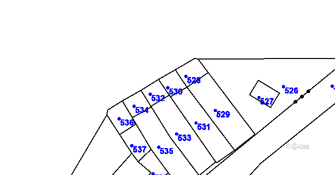 Parcela st. 530 v KÚ Kanice, Katastrální mapa