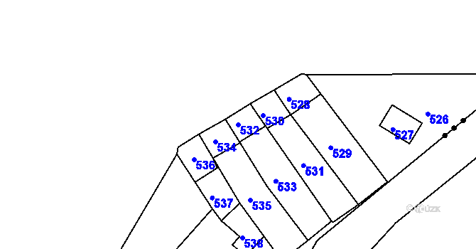 Parcela st. 532 v KÚ Kanice, Katastrální mapa