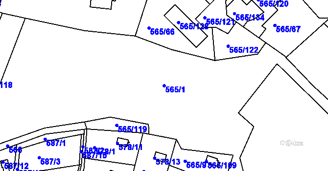 Parcela st. 565/1 v KÚ Kanice, Katastrální mapa