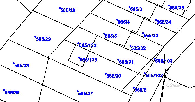 Parcela st. 565/6 v KÚ Kanice, Katastrální mapa