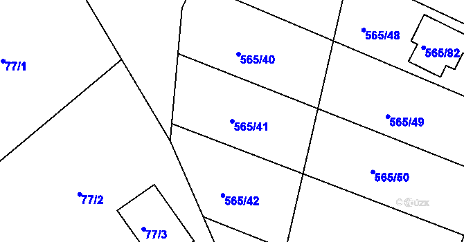 Parcela st. 565/41 v KÚ Kanice, Katastrální mapa
