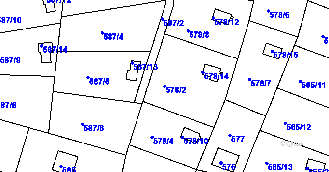 Parcela st. 578/2 v KÚ Kanice, Katastrální mapa