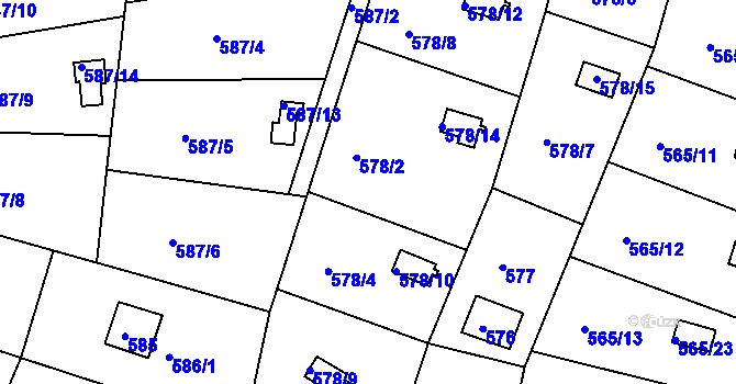 Parcela st. 578/3 v KÚ Kanice, Katastrální mapa