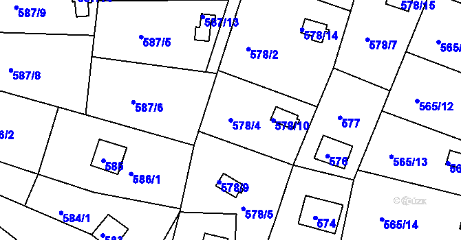 Parcela st. 578/4 v KÚ Kanice, Katastrální mapa