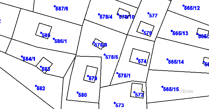 Parcela st. 578/5 v KÚ Kanice, Katastrální mapa