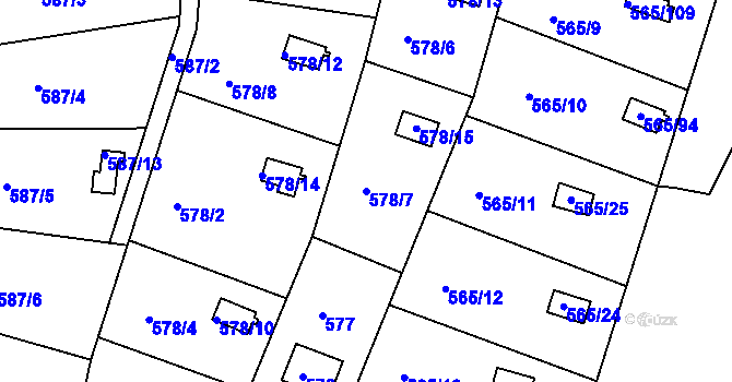 Parcela st. 578/7 v KÚ Kanice, Katastrální mapa