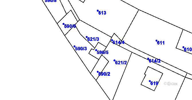 Parcela st. 590/5 v KÚ Kanice, Katastrální mapa