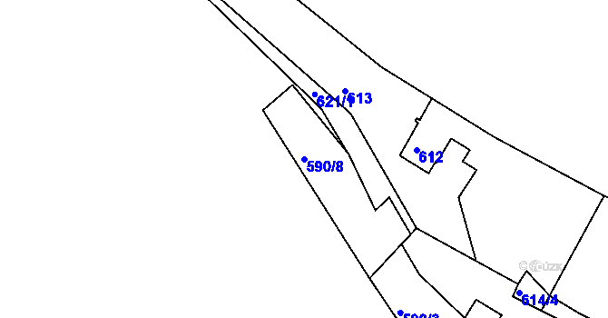 Parcela st. 590/8 v KÚ Kanice, Katastrální mapa