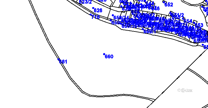 Parcela st. 660 v KÚ Kanice, Katastrální mapa