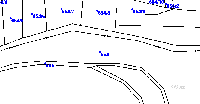 Parcela st. 664 v KÚ Kanice, Katastrální mapa