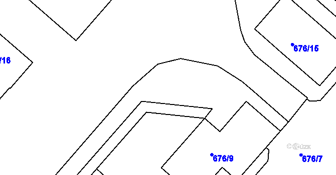 Parcela st. 676/14 v KÚ Kanice, Katastrální mapa