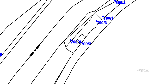 Parcela st. 700/2 v KÚ Kanice, Katastrální mapa