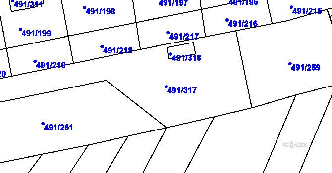Parcela st. 491/317 v KÚ Kanice, Katastrální mapa