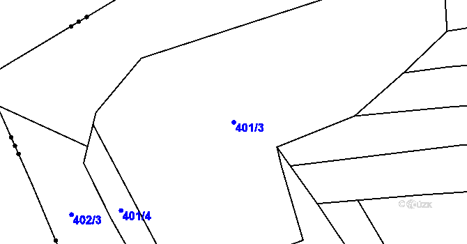 Parcela st. 401/3 v KÚ Kanice, Katastrální mapa