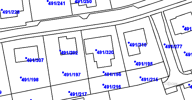 Parcela st. 491/320 v KÚ Kanice, Katastrální mapa
