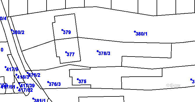 Parcela st. 378/3 v KÚ Kanice, Katastrální mapa