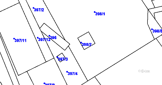 Parcela st. 398/2 v KÚ Kanice, Katastrální mapa