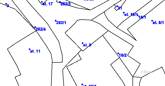Parcela st. 9 v KÚ Kaničky, Katastrální mapa