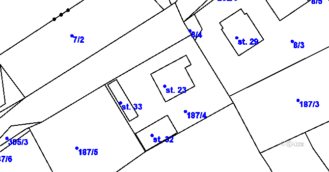 Parcela st. 23 v KÚ Kaničky, Katastrální mapa
