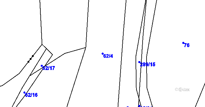 Parcela st. 62/4 v KÚ Kaničky, Katastrální mapa