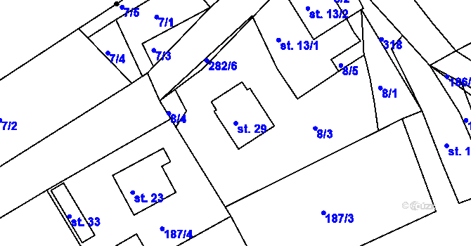 Parcela st. 29 v KÚ Kaničky, Katastrální mapa