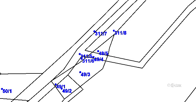 Parcela st. 49/5 v KÚ Kaničky, Katastrální mapa