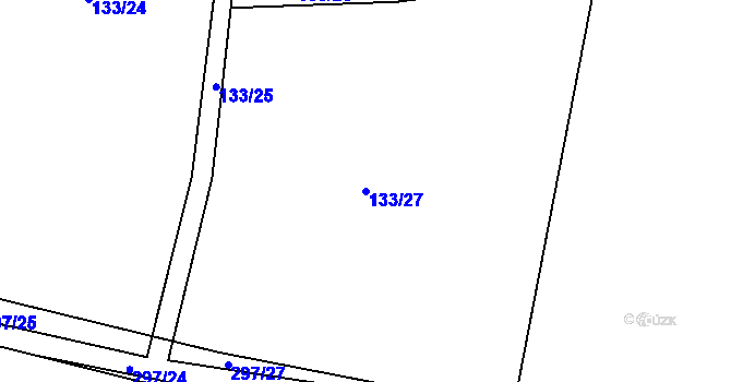 Parcela st. 133/27 v KÚ Kaničky, Katastrální mapa