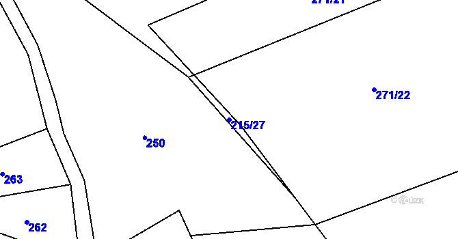 Parcela st. 215/27 v KÚ Kaničky, Katastrální mapa